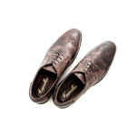 Кафяви официални мъжки обувки, естествена кожа - всекидневни обувки за целогодишно ползване N 100015026
